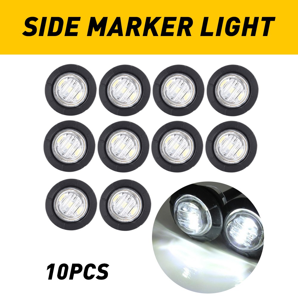 10x Clear White 3/4″ Bullet Round LED Side Marker Lights for Trailer Truck RV