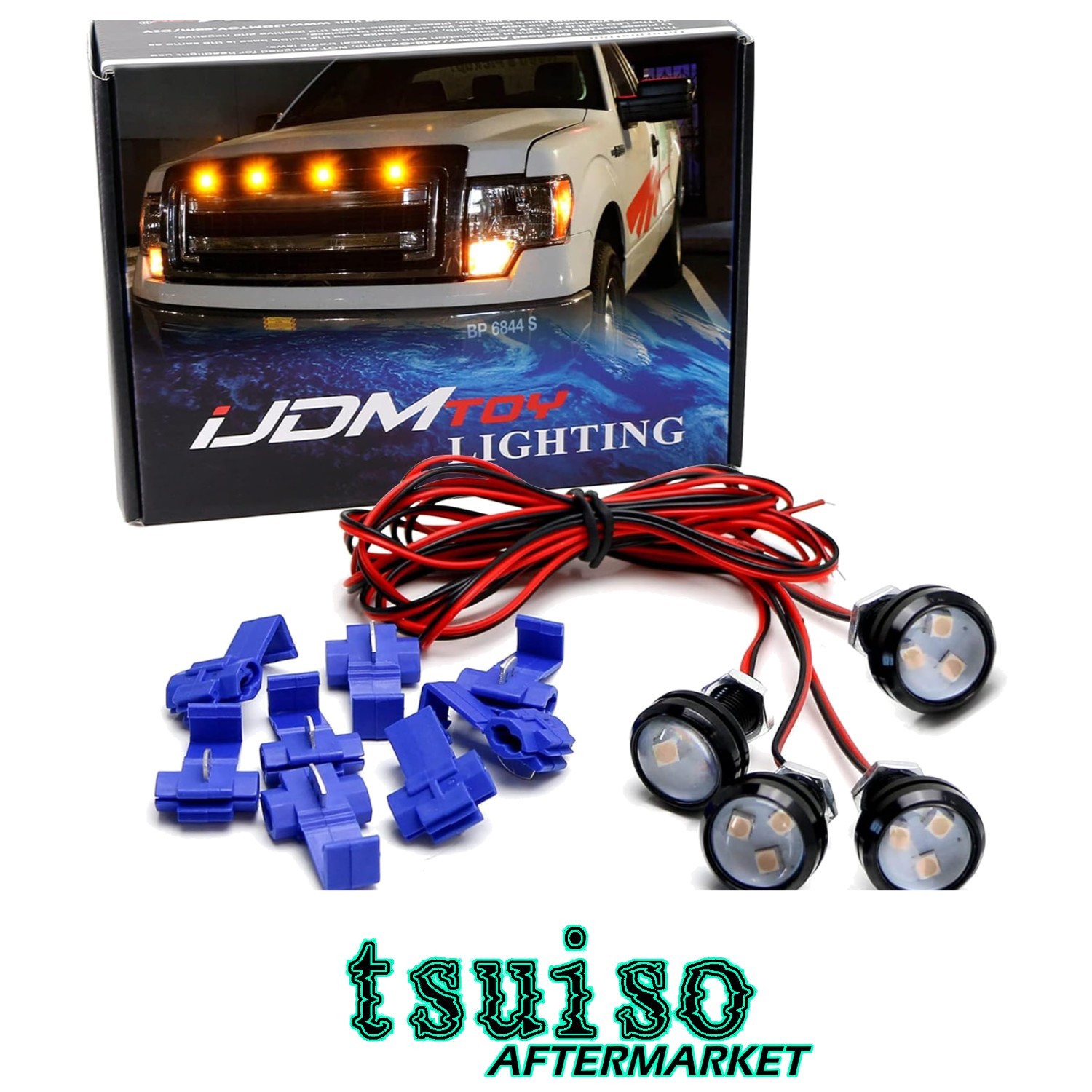 4pc Amber Yellow LED Grille Lighting Kit for Trucks & SUVs – Universal Fit