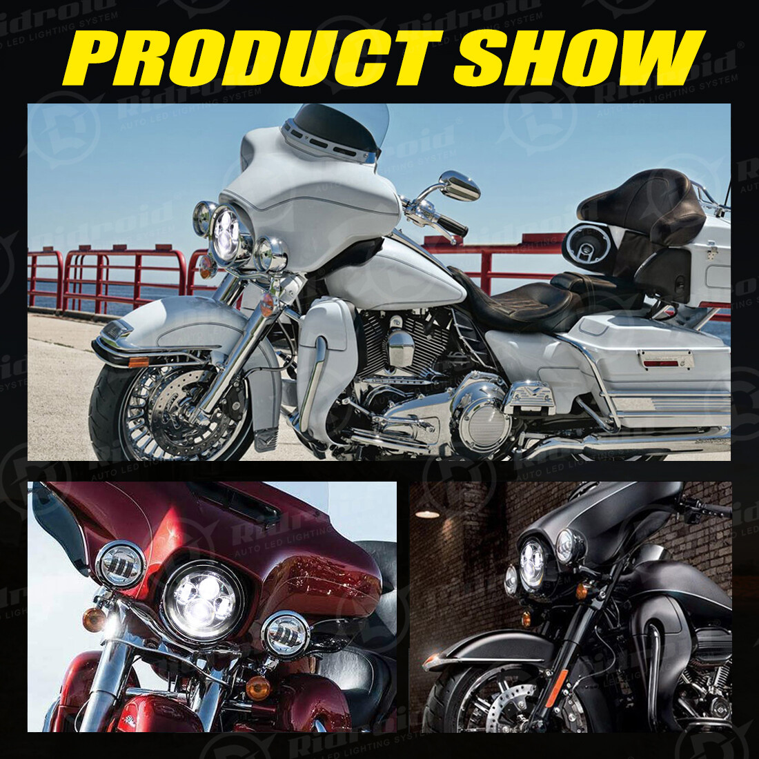 7″ inch 300W LED Headlight Hi lo Black for Harley Honda Yamaha Ducati Motorcycle