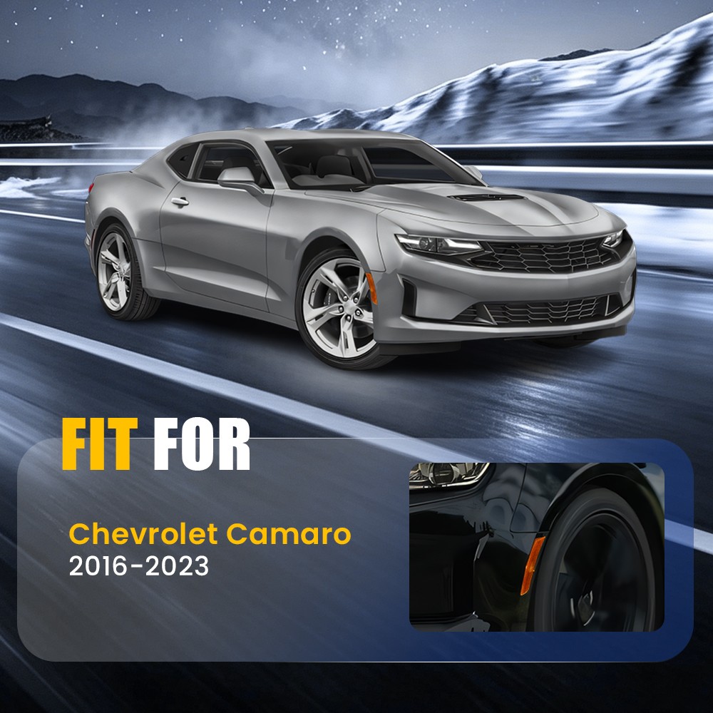 2-20x Bumper Front LED Side Marker Light Covers Amber For 16-23 Chevrolet Camaro