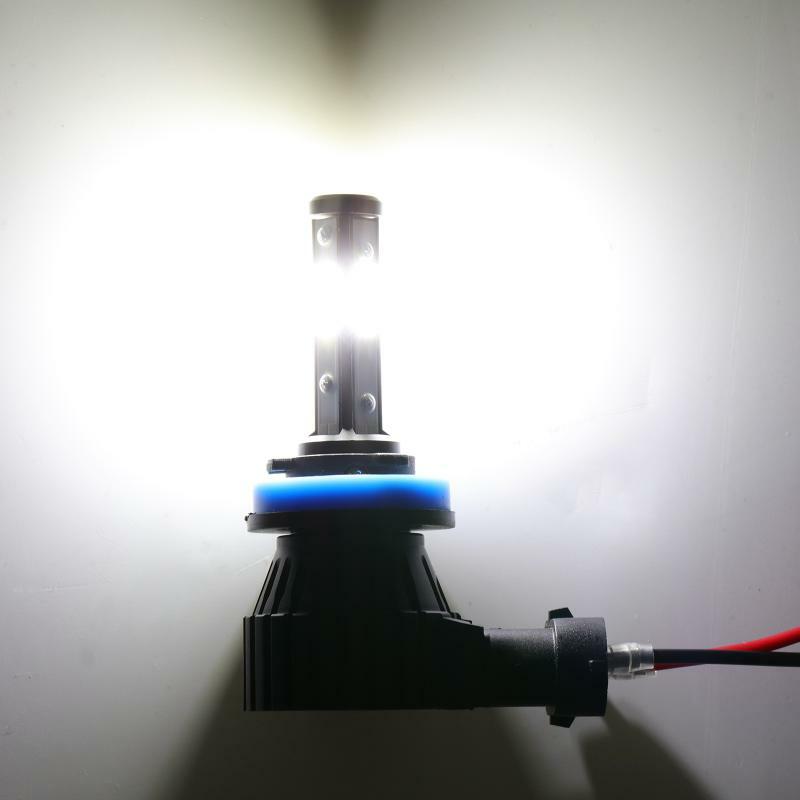 4-sides H11 H9 LED High Beam Headlight Bulbs Conversion Kit Fanless 6000K White