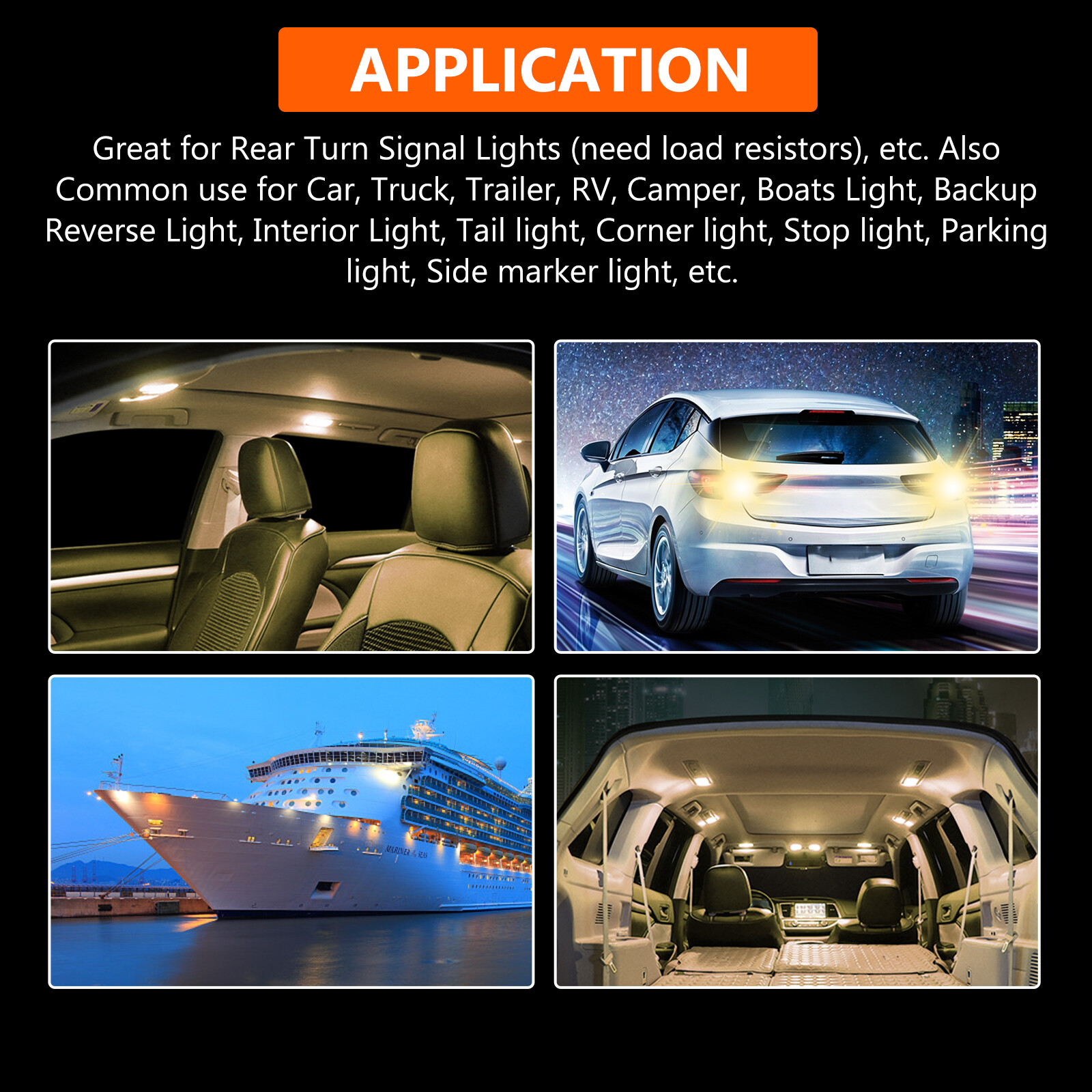20PCS Bright Warm White 1156 RV Trailer 13-SMD Car LED 1141 Interior Light Bulbs