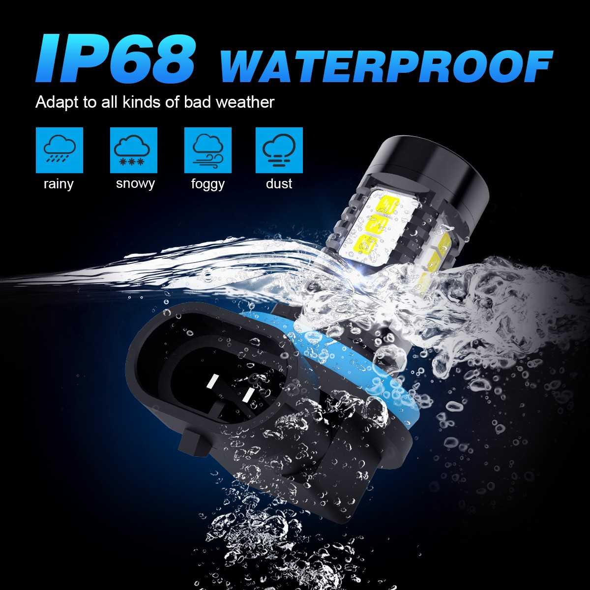 LupuAuto 2PCS H11 LED Fog Light Bulbs Kit 20W 6500K Super Bright White 2400LM