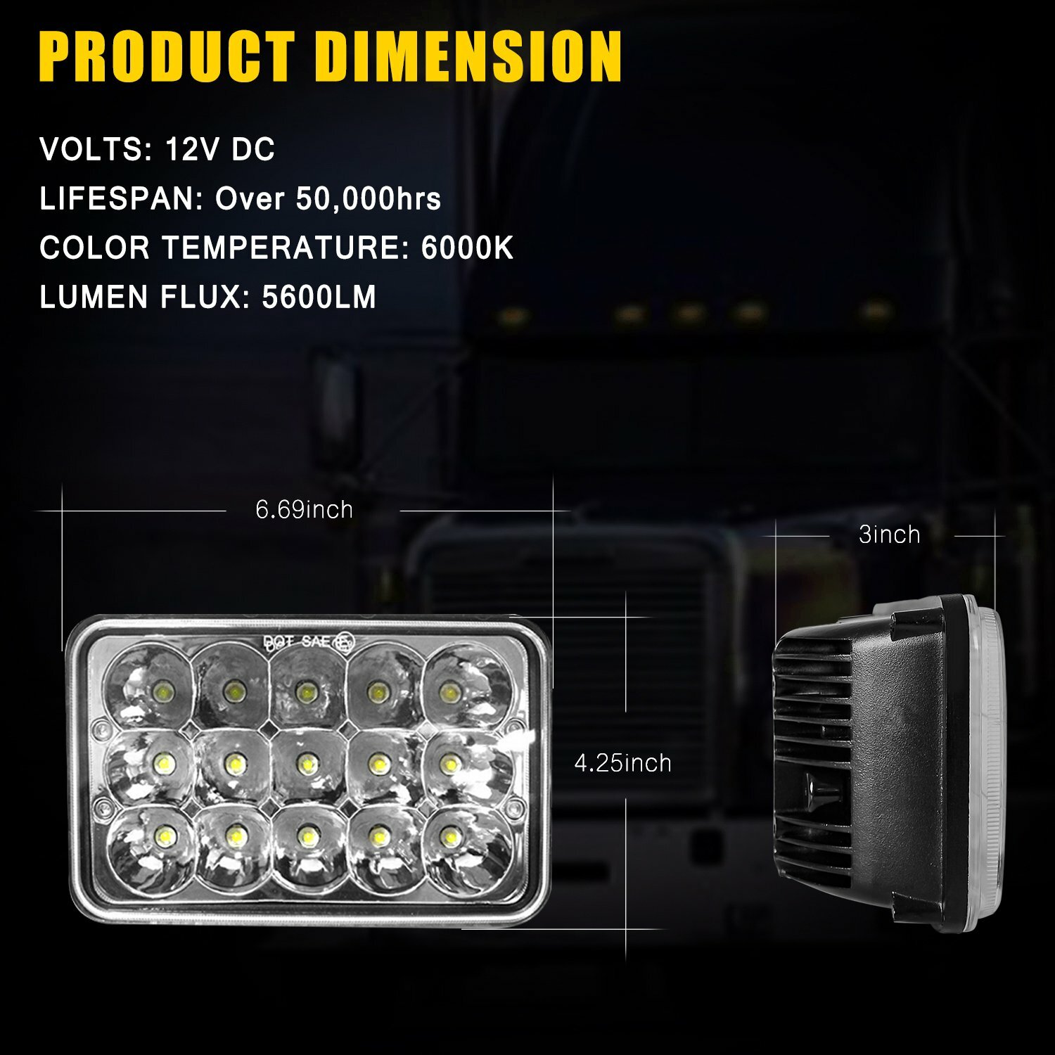 Pair 4X6“ LED Work Lights Spot Lamp Driving Fog Headlight + Mounting Brackets