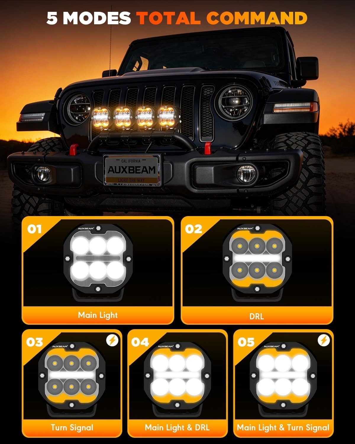 XP-Ultra Series 3 Inch LED Pods with Amber White DRL & Turn Signals, 84W 9600LM