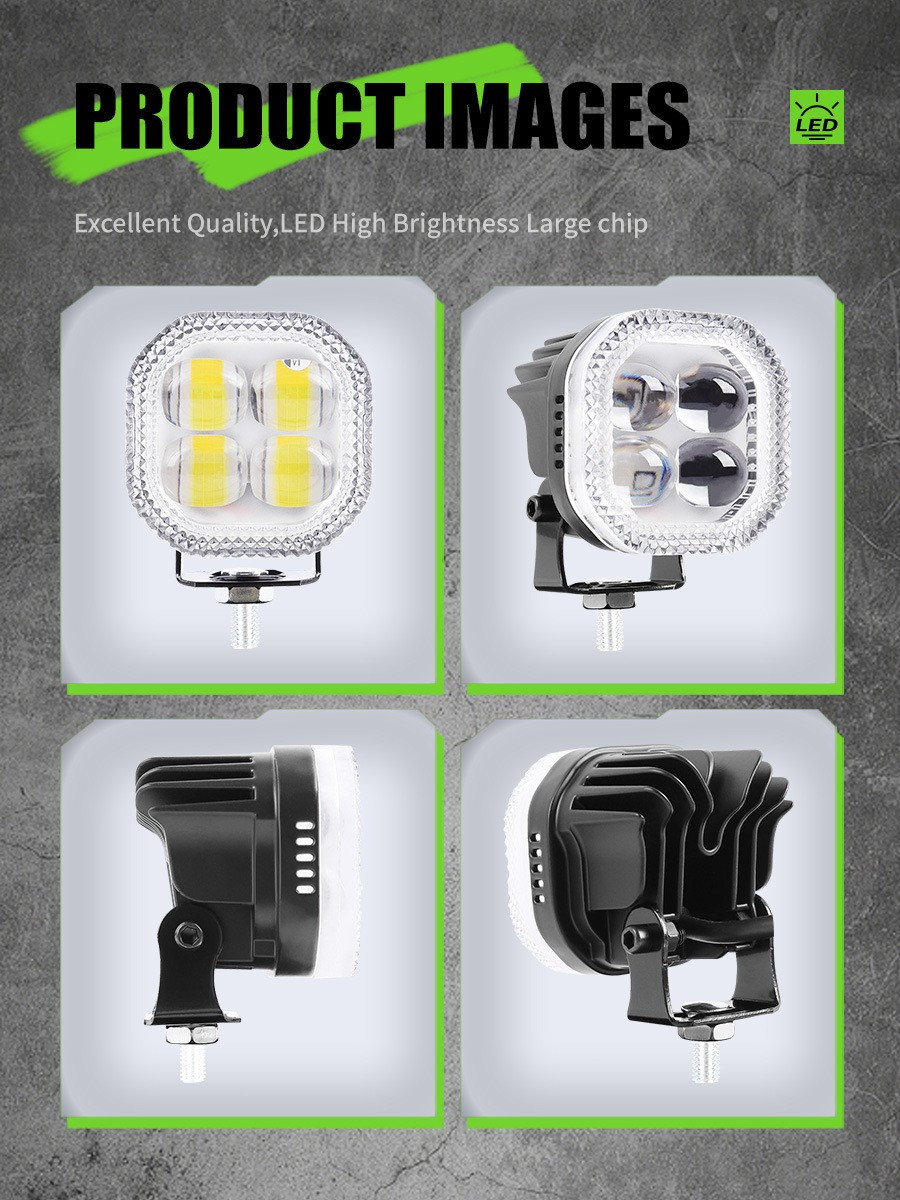 1PCS FourLeaf Clover LED With External Spotlight Headlight Motorcycle Headlinght