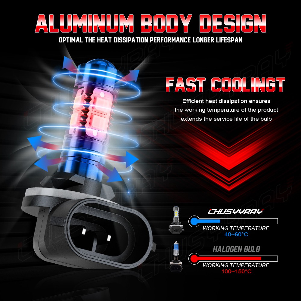 2 pack 881 LED Fog Light Driving Bulbs 862 886 889 894 896 898 Xenon White 6000K