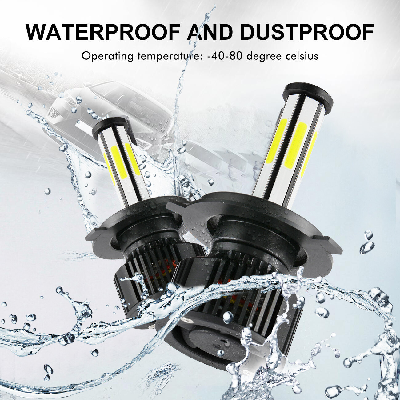 6-Sides H4 9003 420000LM 2800W LED Headlight Kit Hi-Lo Beam Bulbs 6000K White 2x