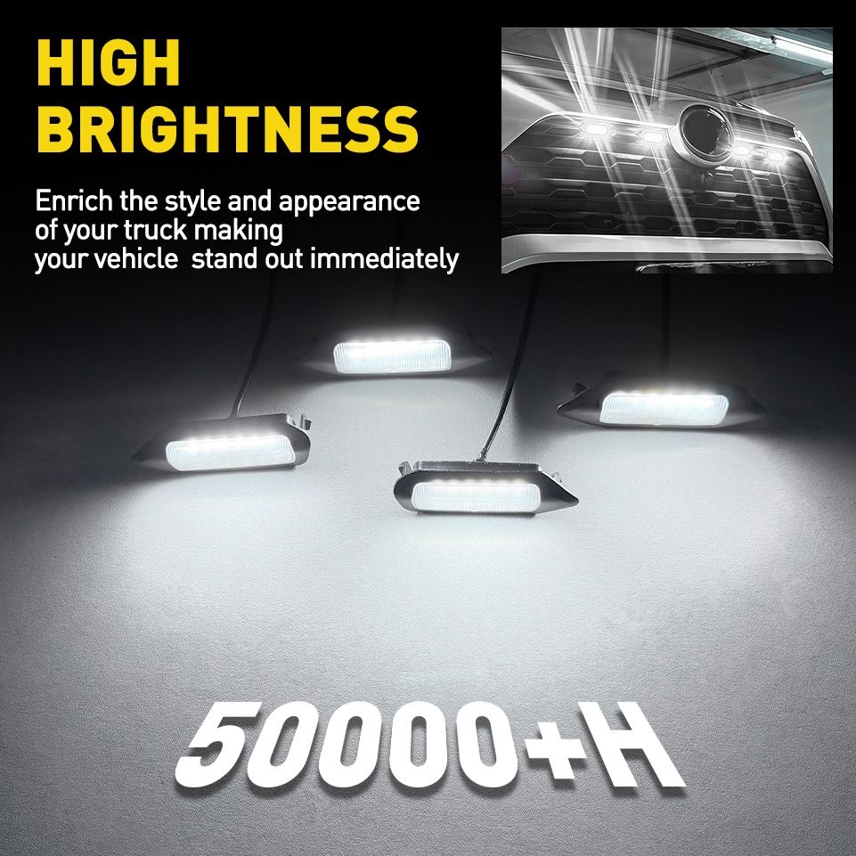 LED Grille DRL Lights + Harness 4x For Toyota RAV4 2019-2024 SE XLE XSE Limited