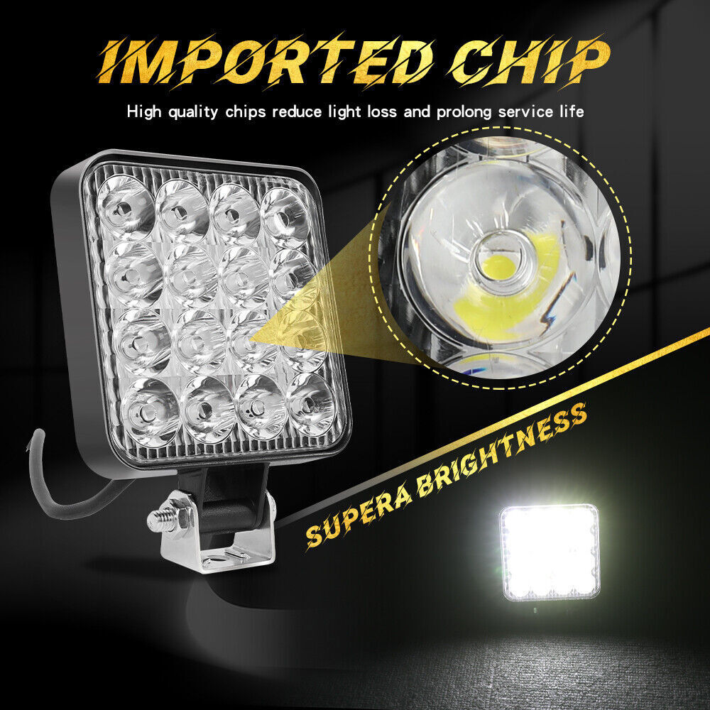 10X 48W LED Work Light Truck OffRoad Tractor Flood Lights 12V 24V Square 4 Inch