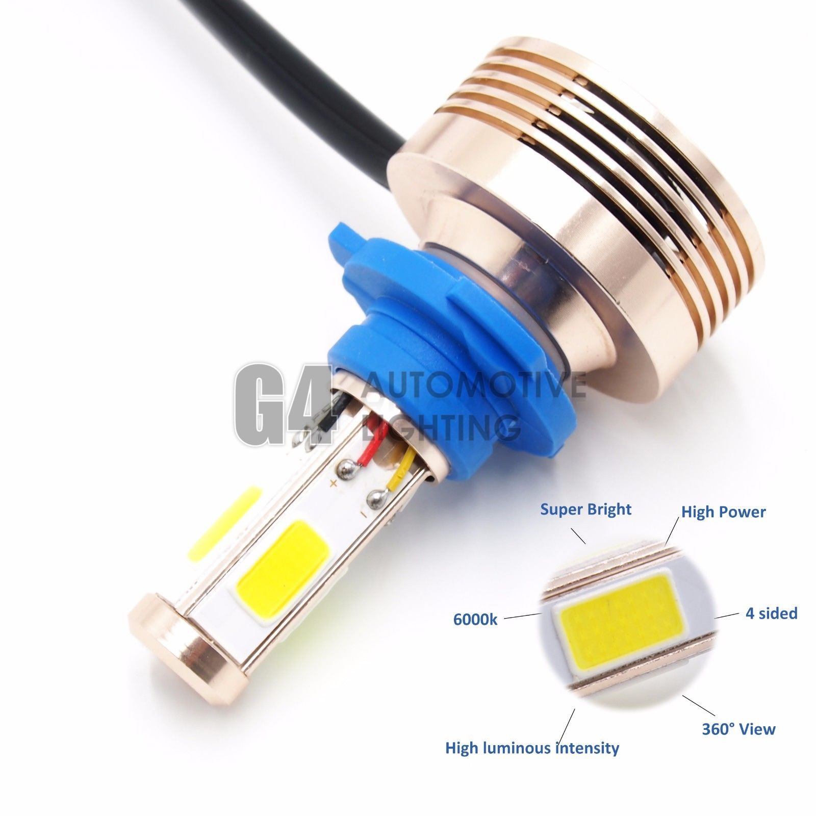 2x 4-Side H16 5202 LED Fog Light Kit Bulbs 80W Super Bright 6000K Crystal White
