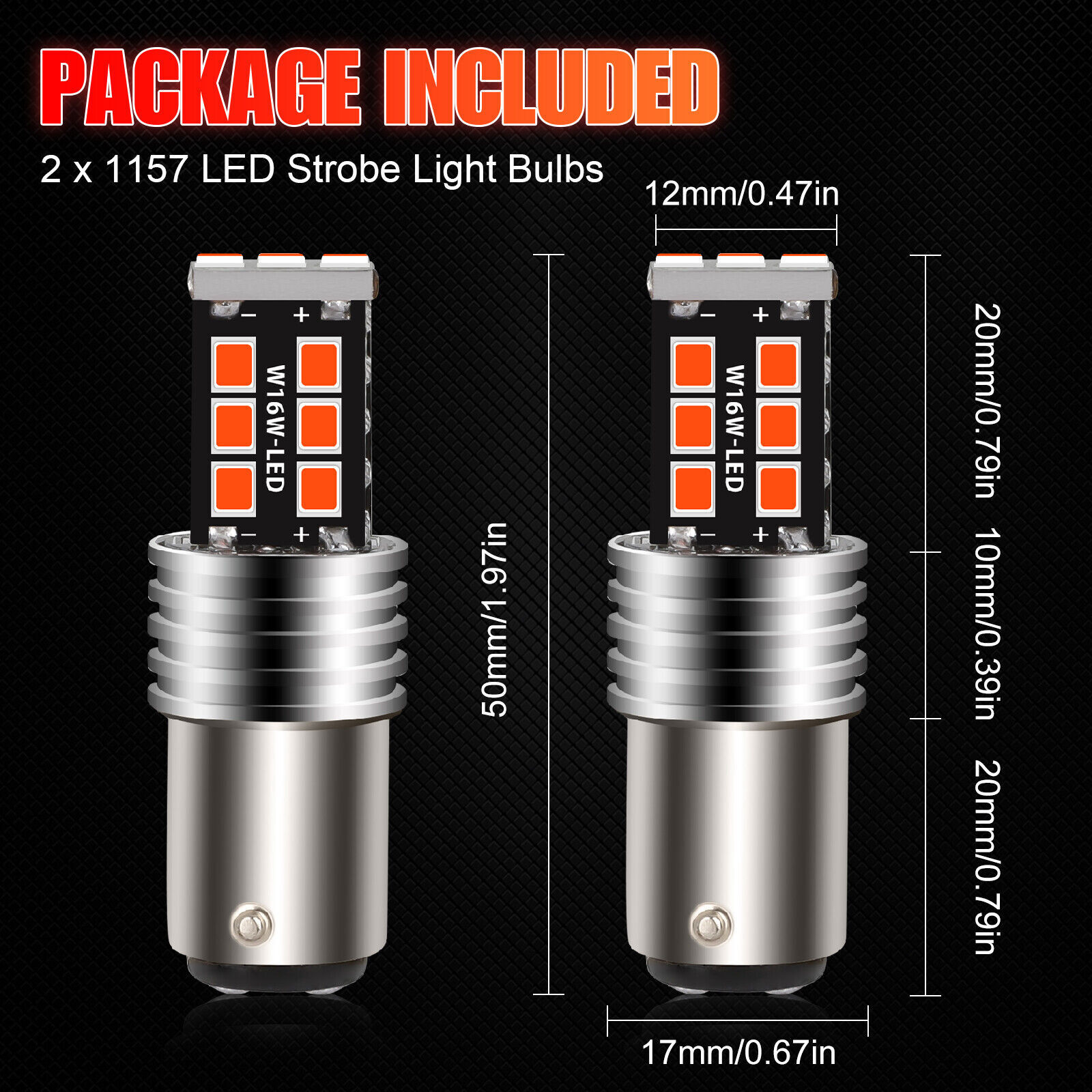 2X 1157 LED Strobe Flashing Safety Brake Stop Tail Parking Light Bulb Bright Red