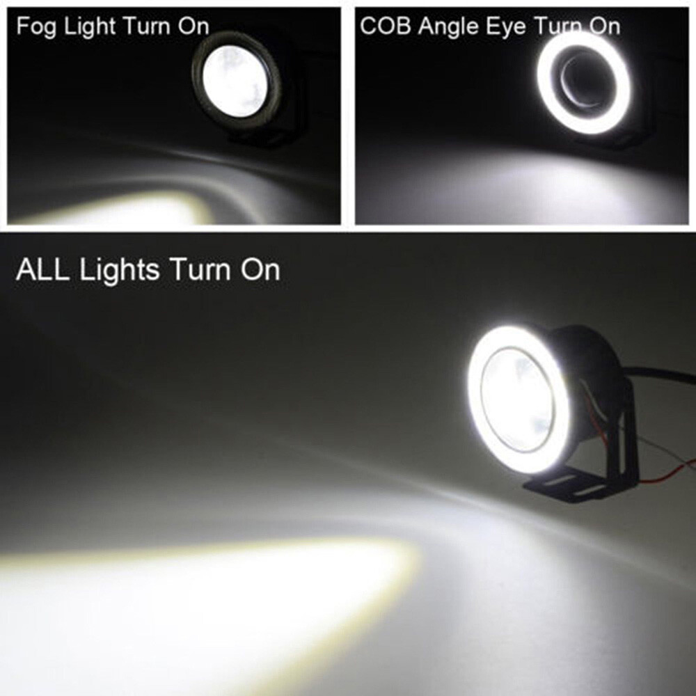 3.5″ Round COB LED Fog Light Projector Car Bright Angel Eyes Halo Ring DRL Bulbs