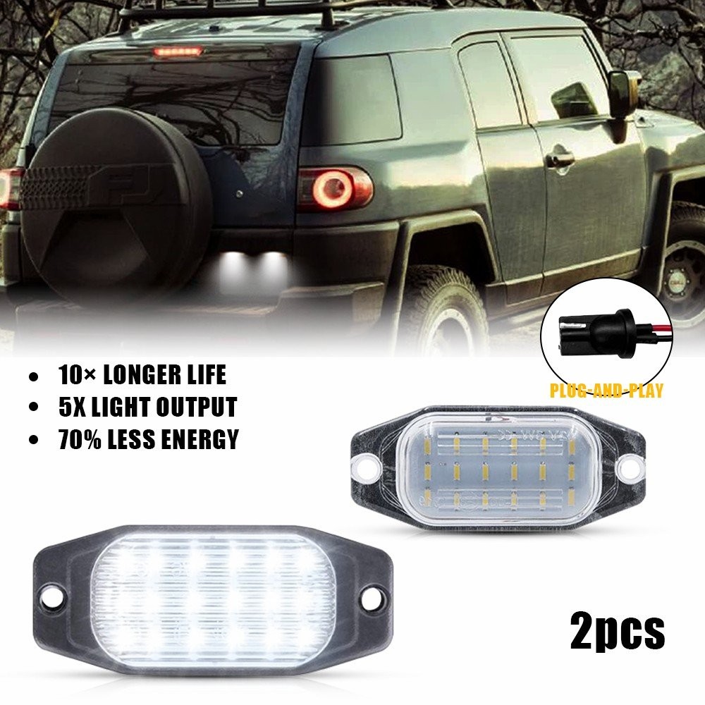 2PCS Chrome LED License Plate Lights for 2007-2014 Toyota FJ Cruiser 6000K White