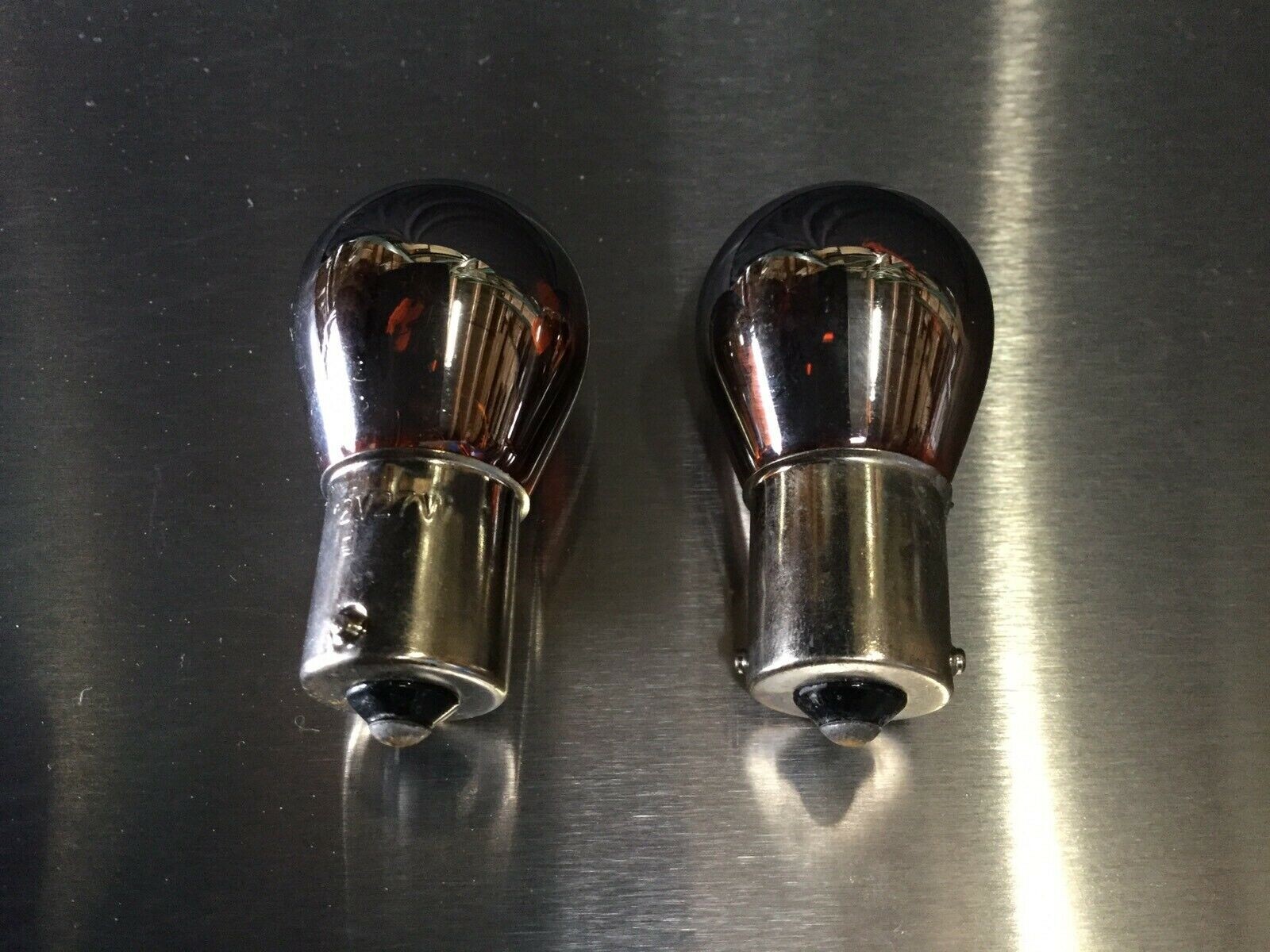 2pcs 1156 12V 27W Chrome Coated Amber Color Light Bulbs