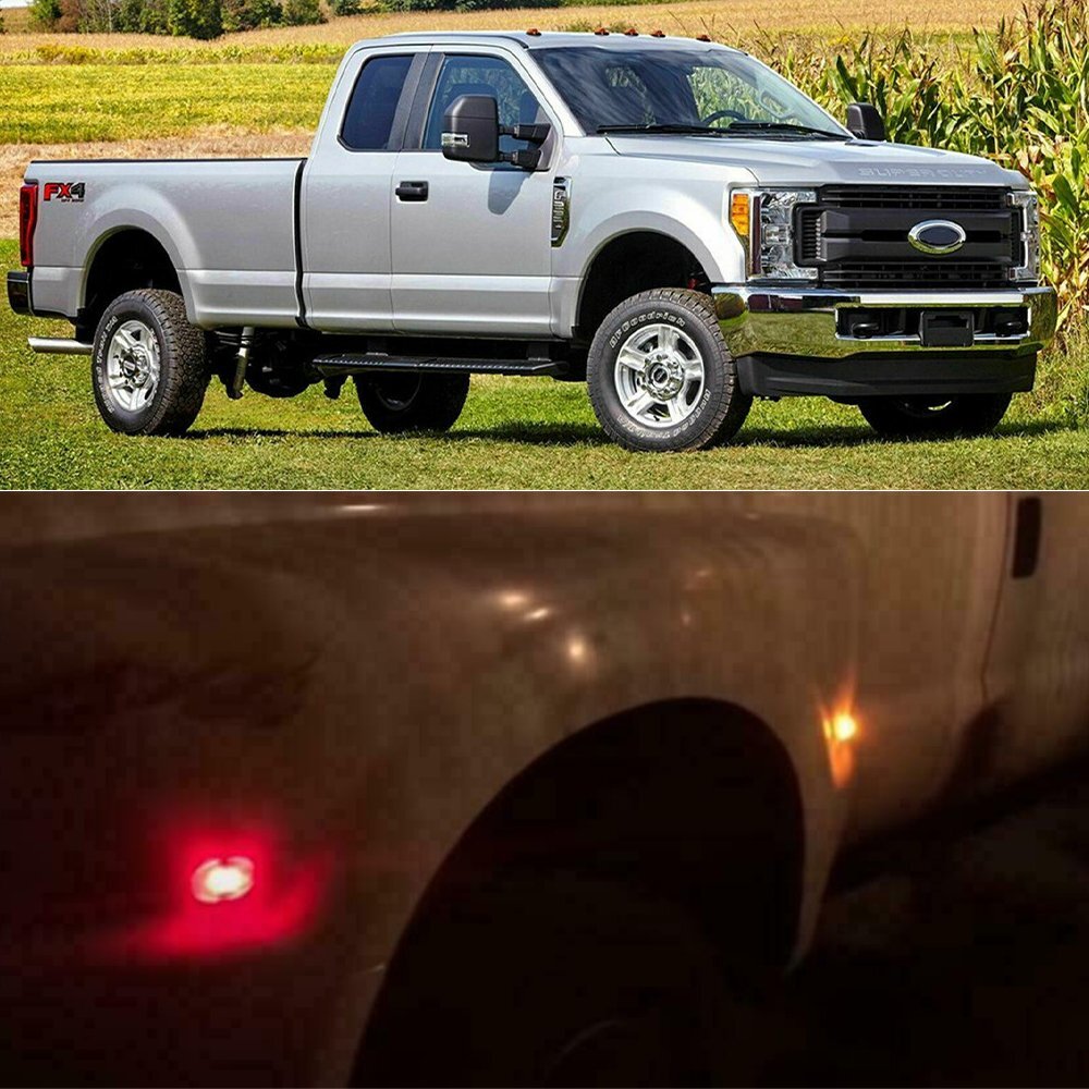 4PCS Amber/Red Side Fender Marker Dually Bed LED Light For 99-10 Ford F350 F450