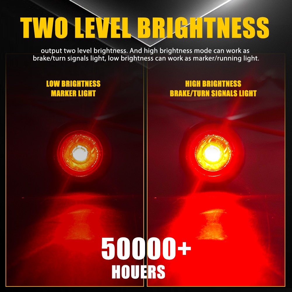 20Pcs 3/4″ Round Red LED 50000 Hours Lifespan Side Clearance Marker Lights 12V