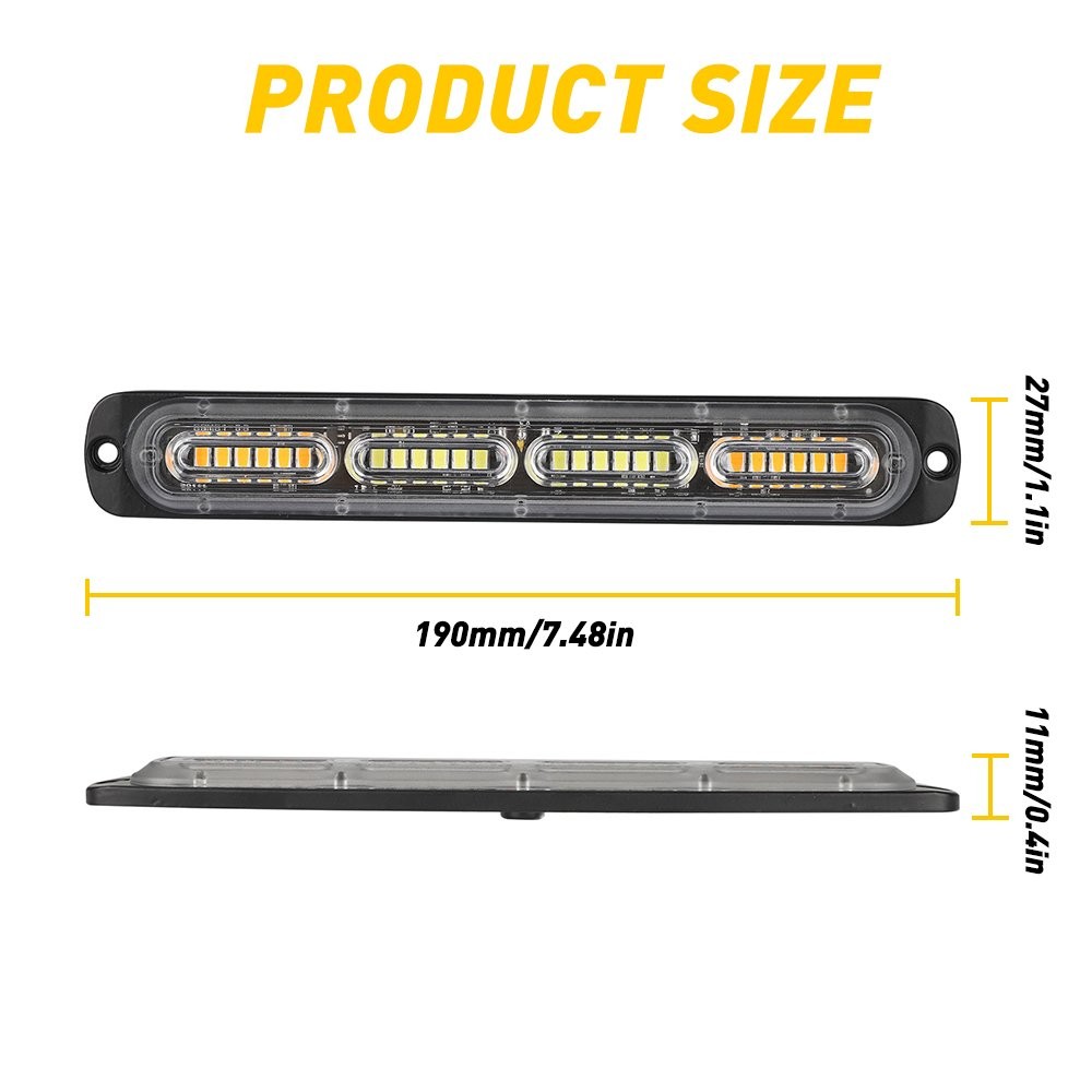 Amber/White Warning Lamp Hazard Flash Beacon Light Strobe Bar For BANSHEE YAMAHA