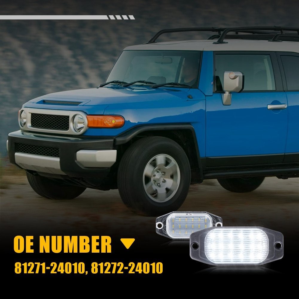 2PCS Chrome LED License Plate Lights for 2007-2014 Toyota FJ Cruiser 6000K White