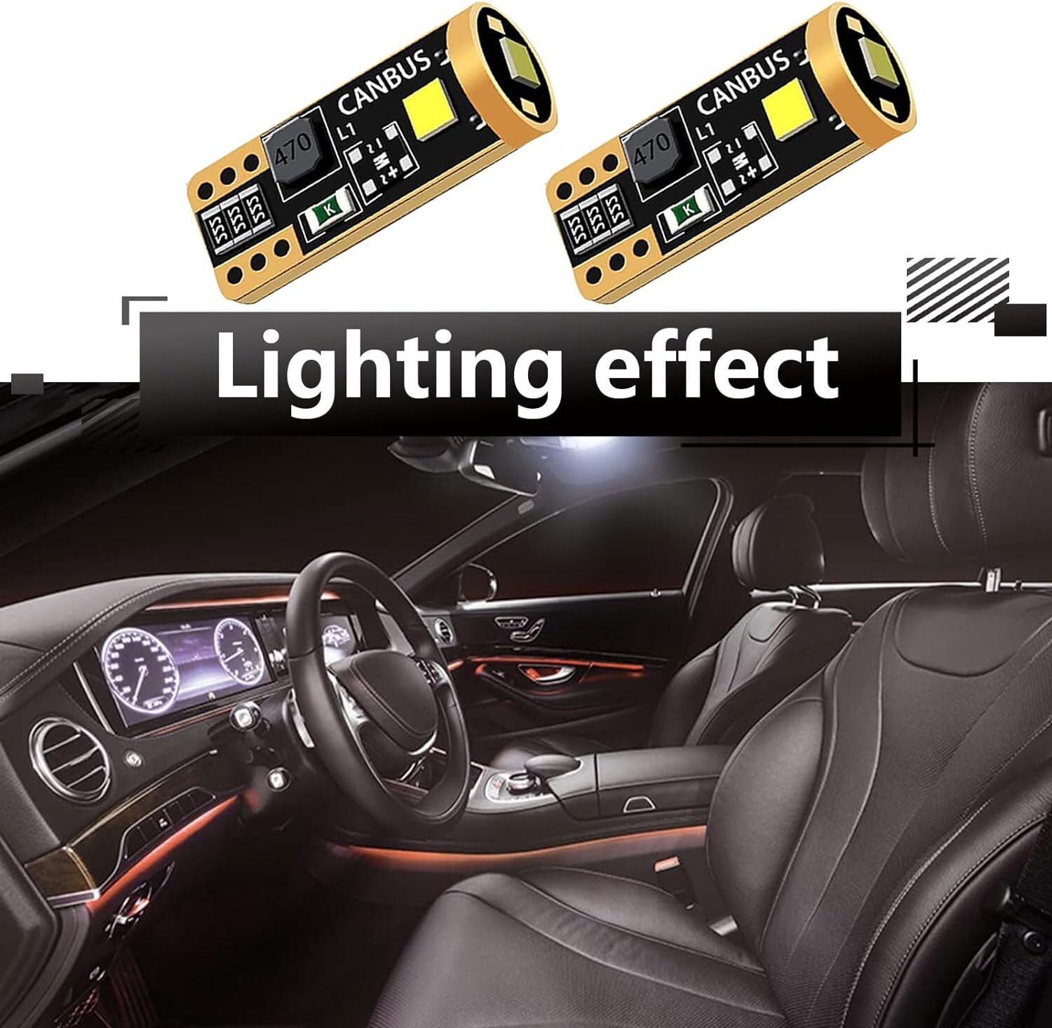 T10 LED License Plate Light Bulbs 6000K Super Bright White 168 2825 194