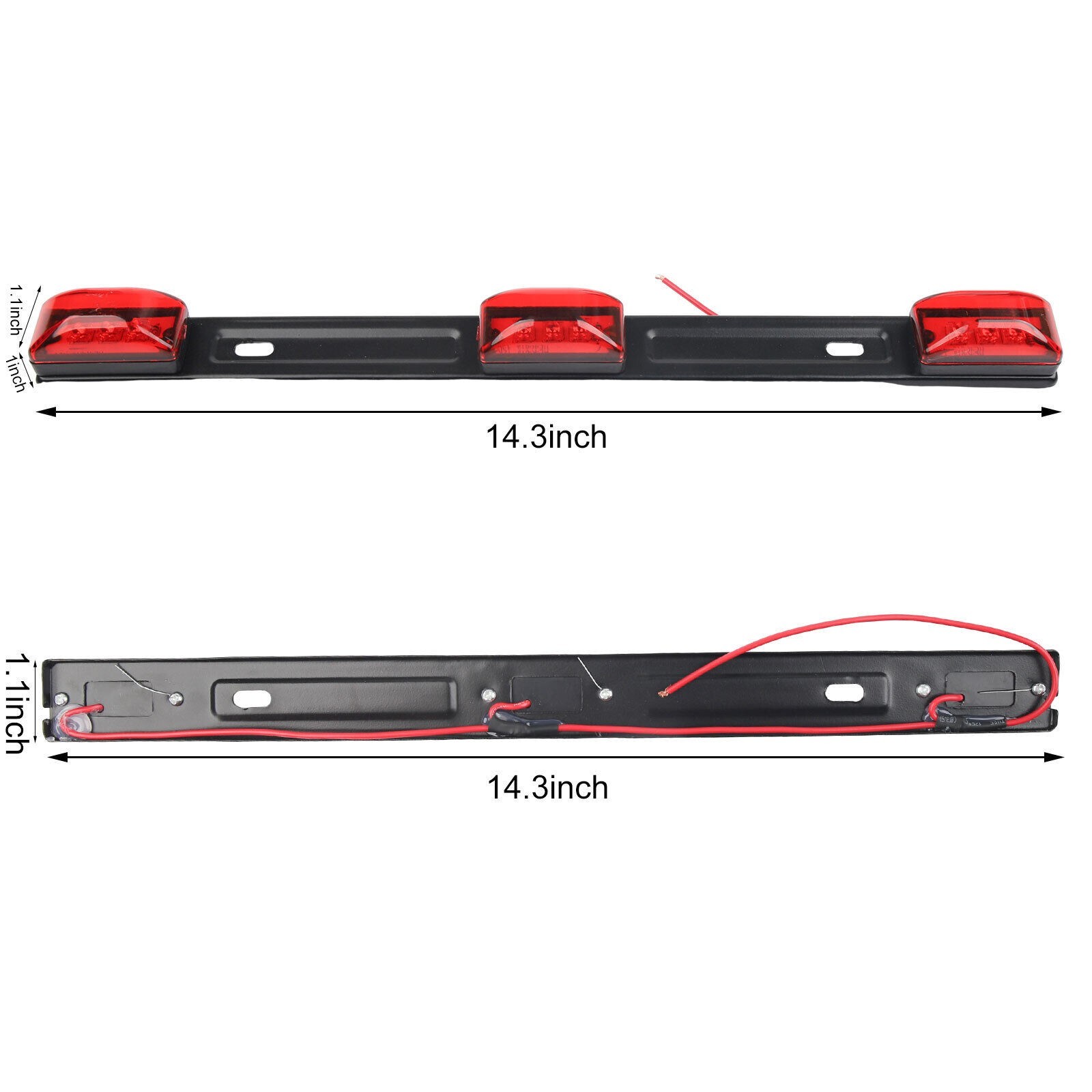 9 LED 3 Red Trailer Light Bar 12V Clearance Marker ID Truck Rear Tail Lightbar