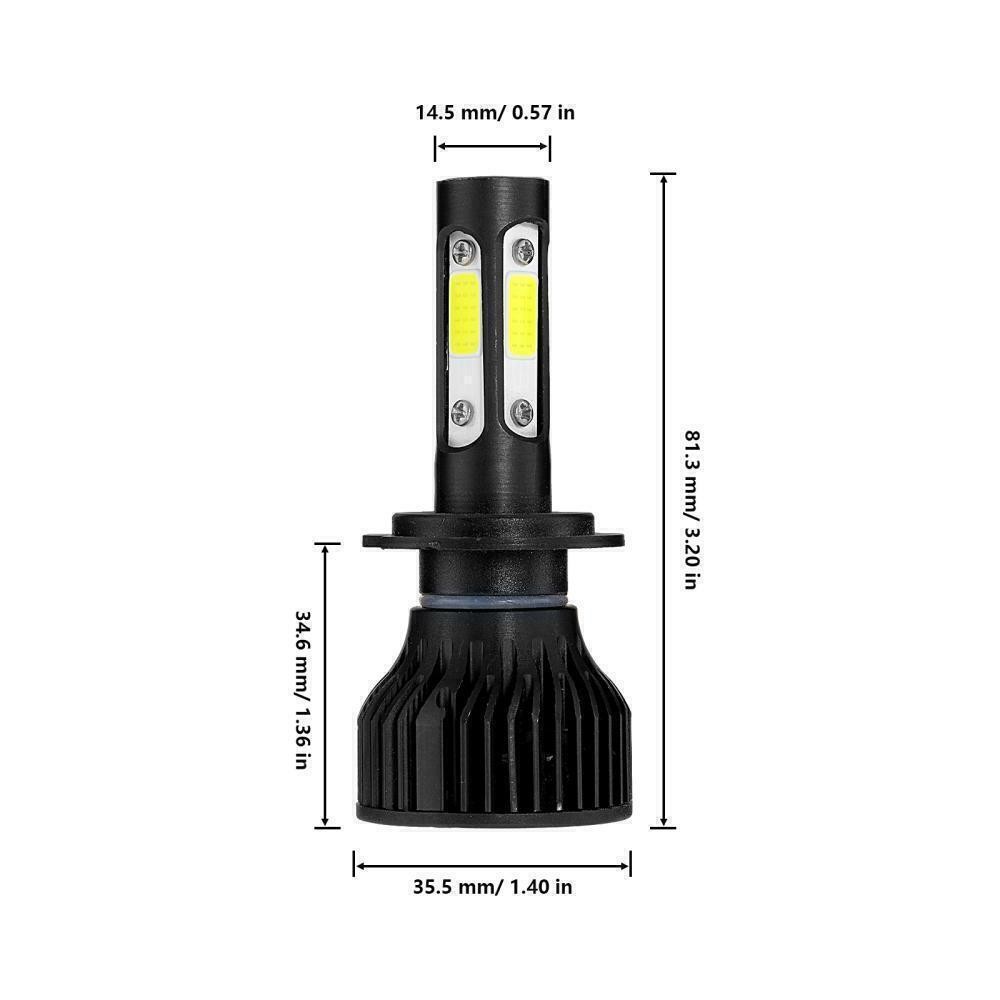 4-sides H7 LED Headlight Bulbs Conversion Kit High/Low Beam 6000K Super Bright