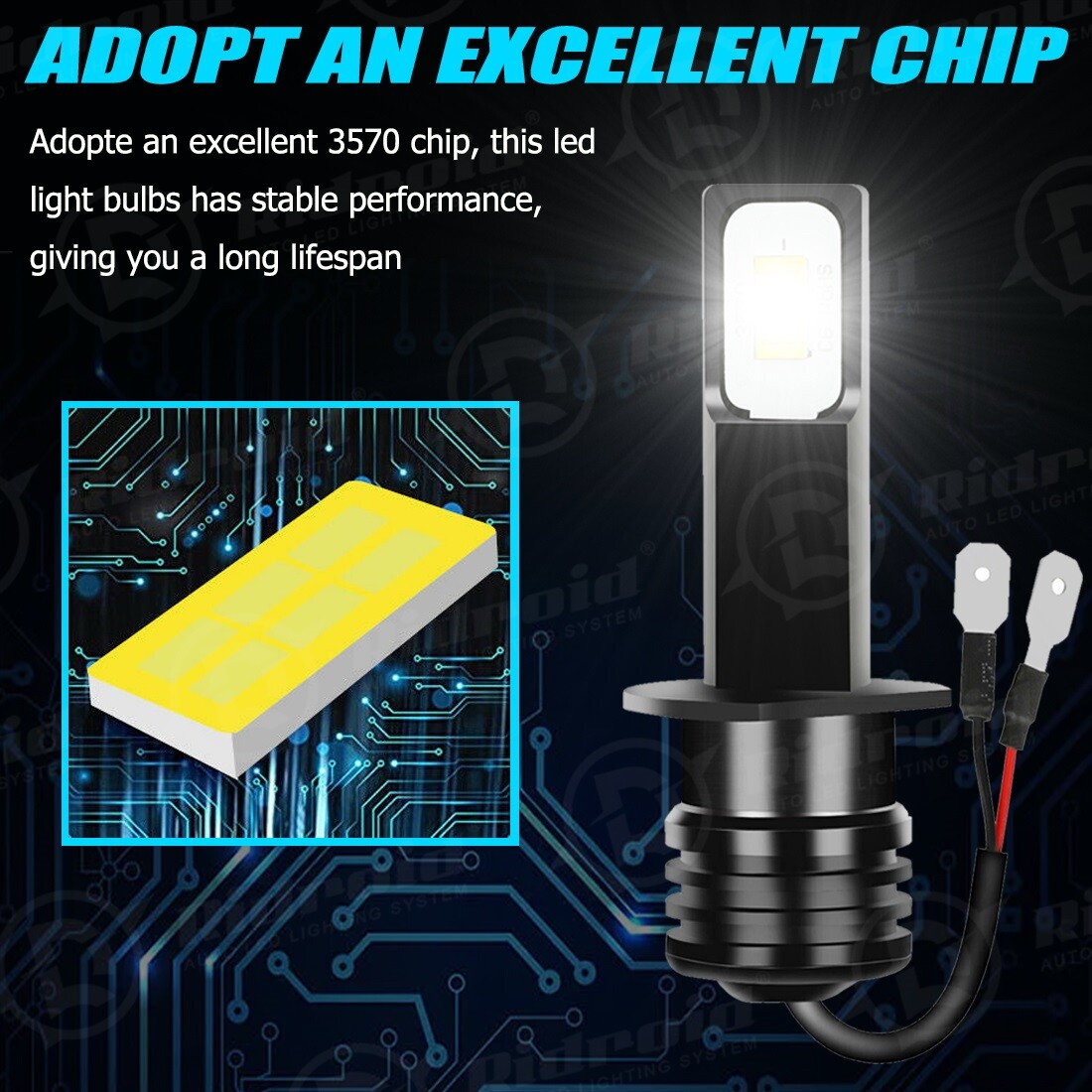 RIDROID H1 LED Headlight Bulb Conversion Kit High Low Beam Lamp 6500K White 2X
