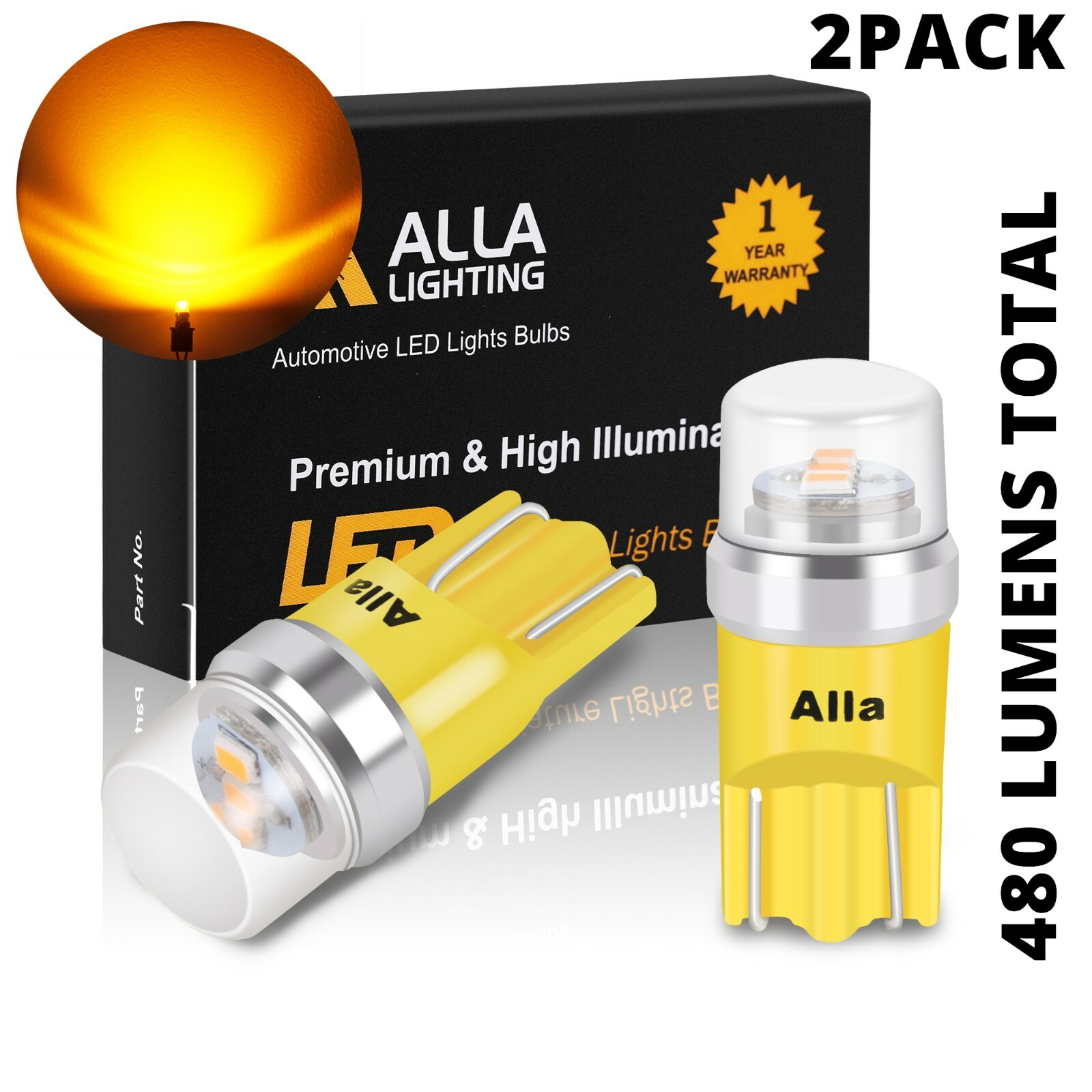 LED Amber Yellow Front Side Marker Light Bulbs for Dodge RAM 194 168 175 W5W