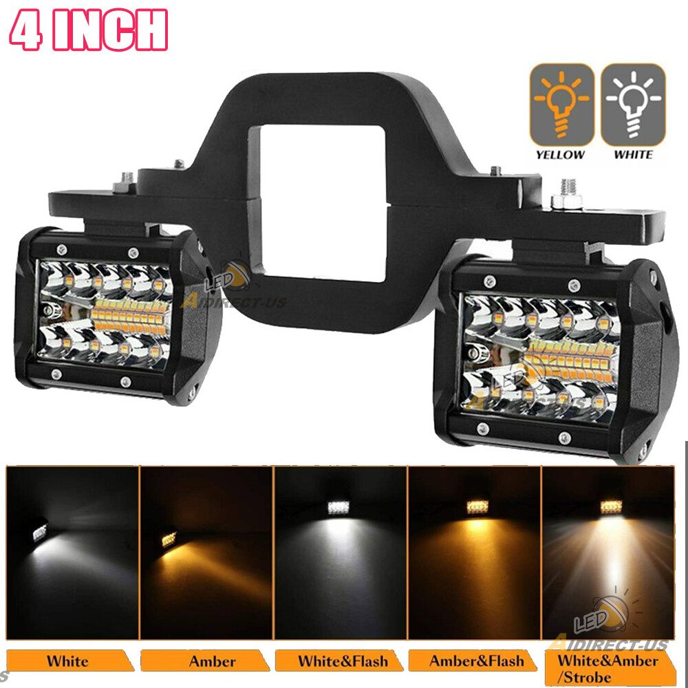 4″ 3-row LED Work Light Pods Backup +Tow Hitch Mounting Bracket Reverse Truck