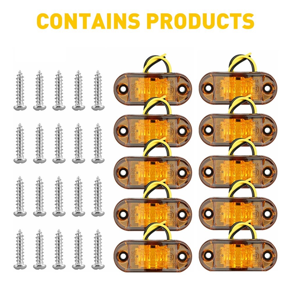 10X Amber LED Side Marker Light Turn Signal Lights Clearance Lamp For Trucks Car