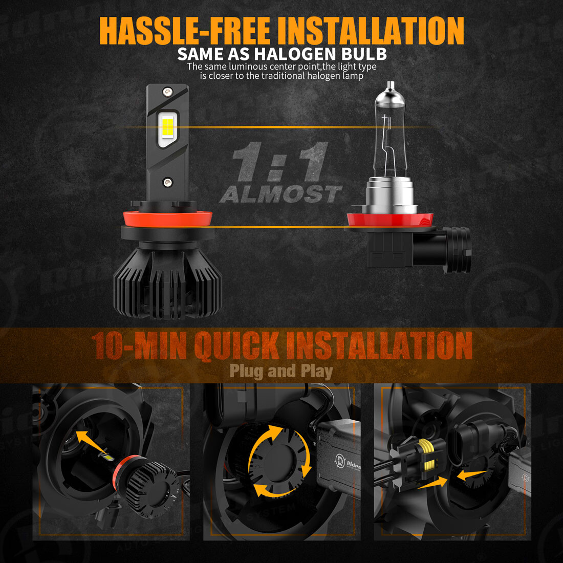 H8 H9 H11 6000K LED Headlight Kit Low Beam Bulb Super Bright CANBUS ERROR FREE