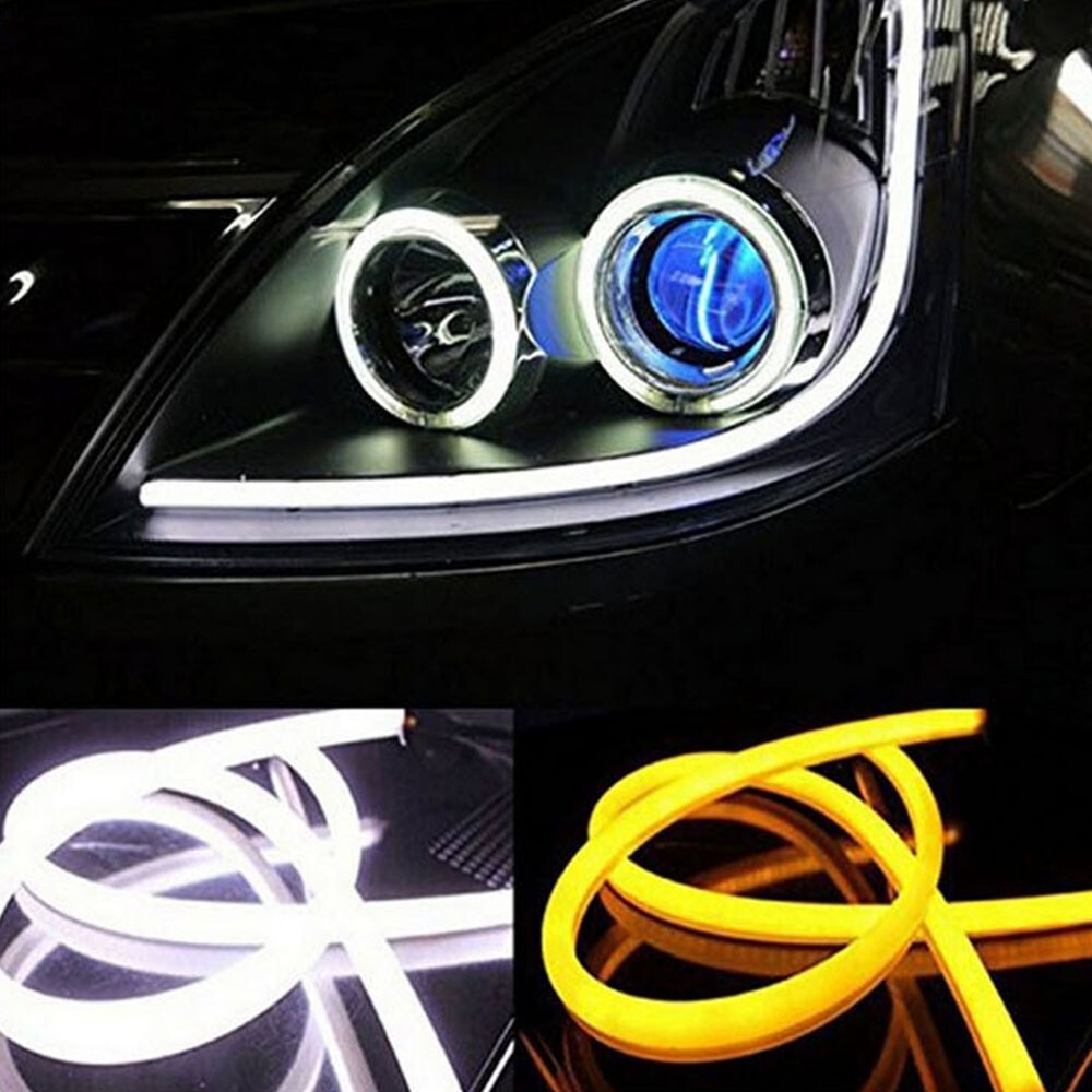 23.6″ Flexible Switchback DRL Light Strip Amber Flow Turn Signal Car Headlights