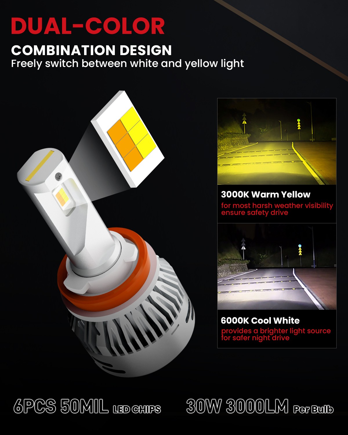 LASFIT LED Headlight Bulb Low Beam Fog Light H16 H11 H9 H8 H10 5202 9005 9006 H7