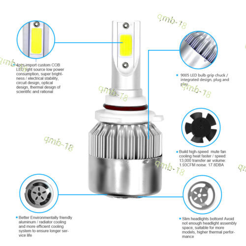 Combo 9005 9006 Ice Blue 60000LM LED Headlight Kit Bulb High Low Beam 8000K Q119