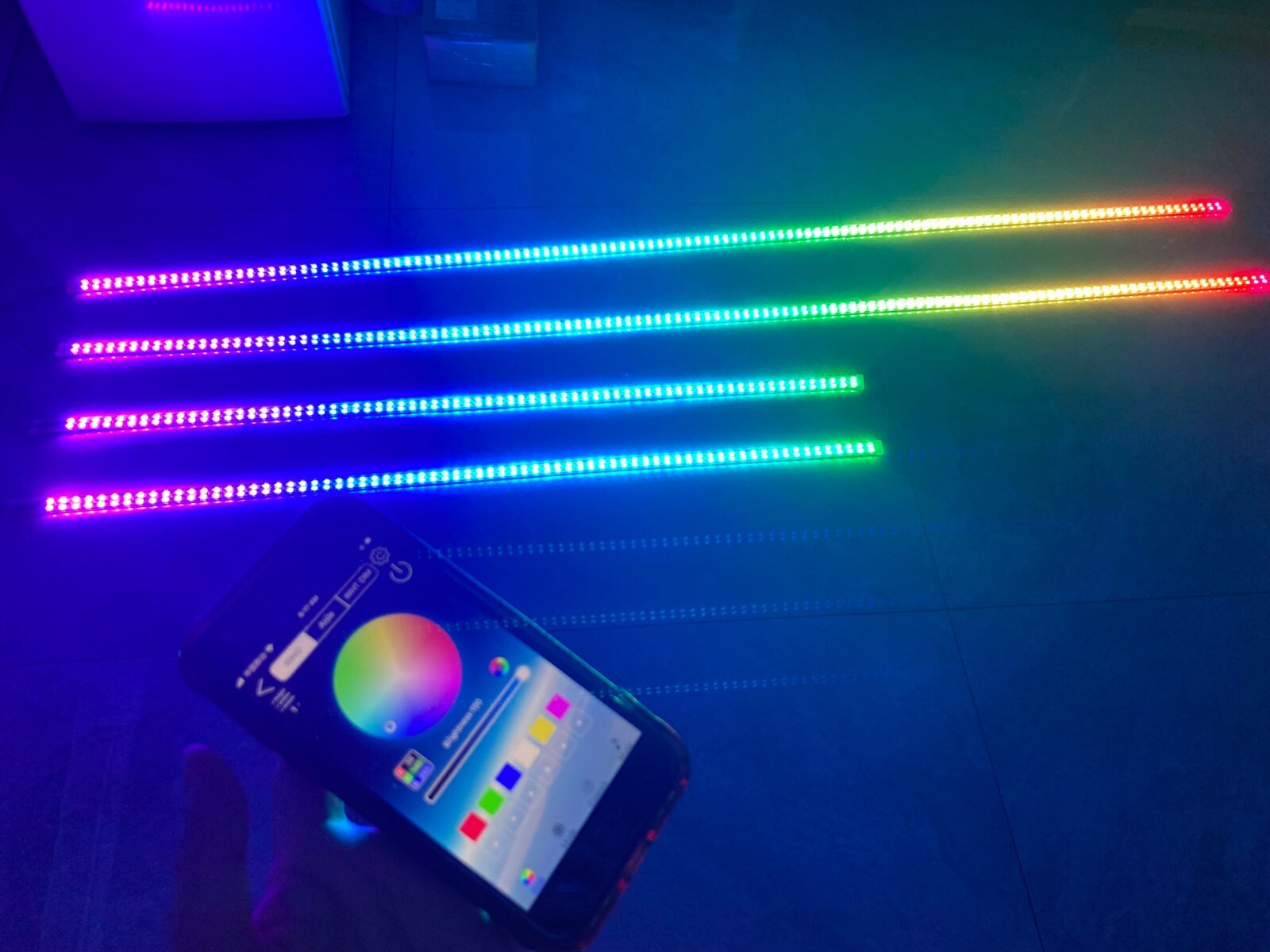 Rainbow Color CHASING Moving LEDs 2PCS 4FT + 2PCS 6.5FT Underglow Lights Strips