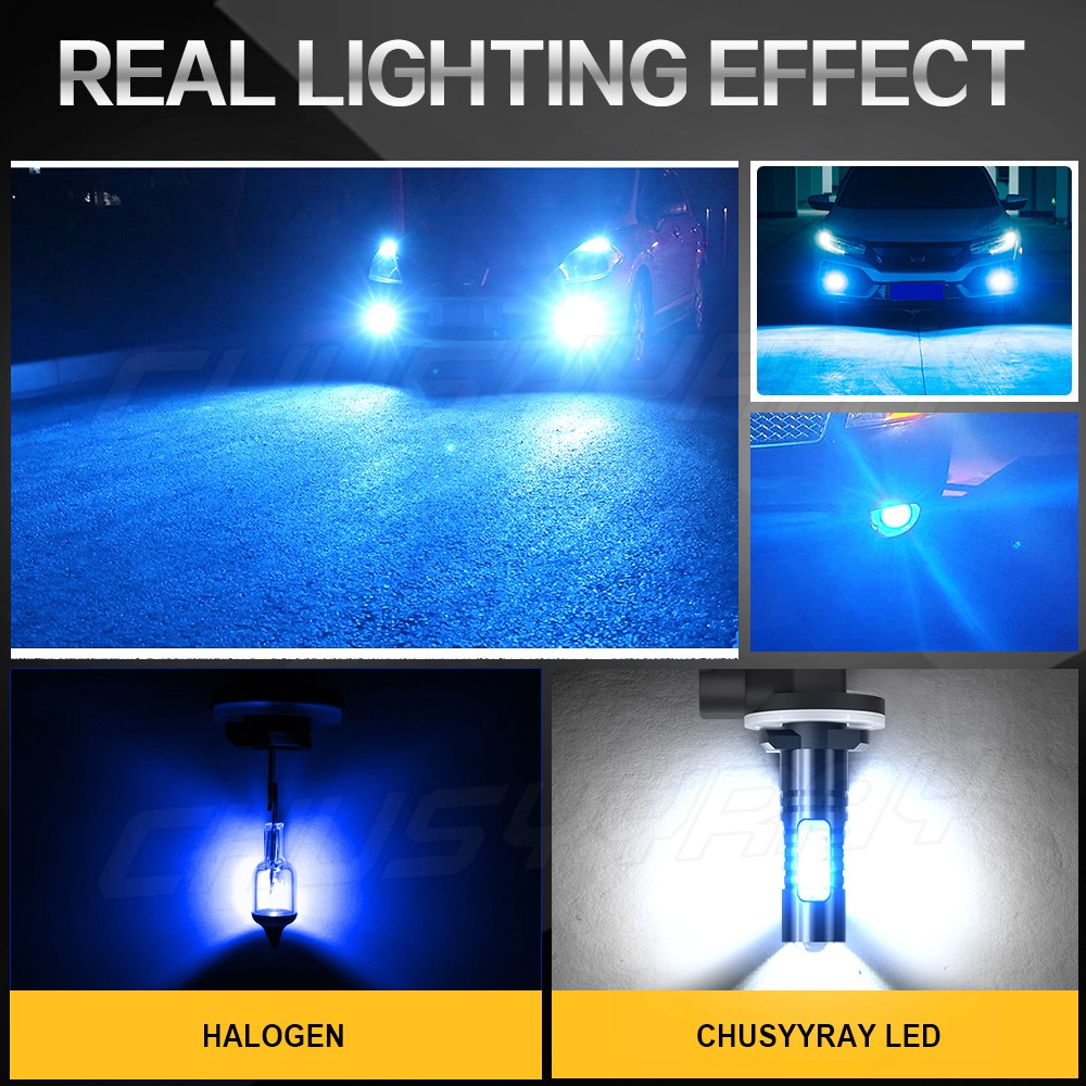 CHUSYYRAY H27W/2 881 Blue LED Fog Light Bulbs DRL Conversion Kit 8000K Ice Blue