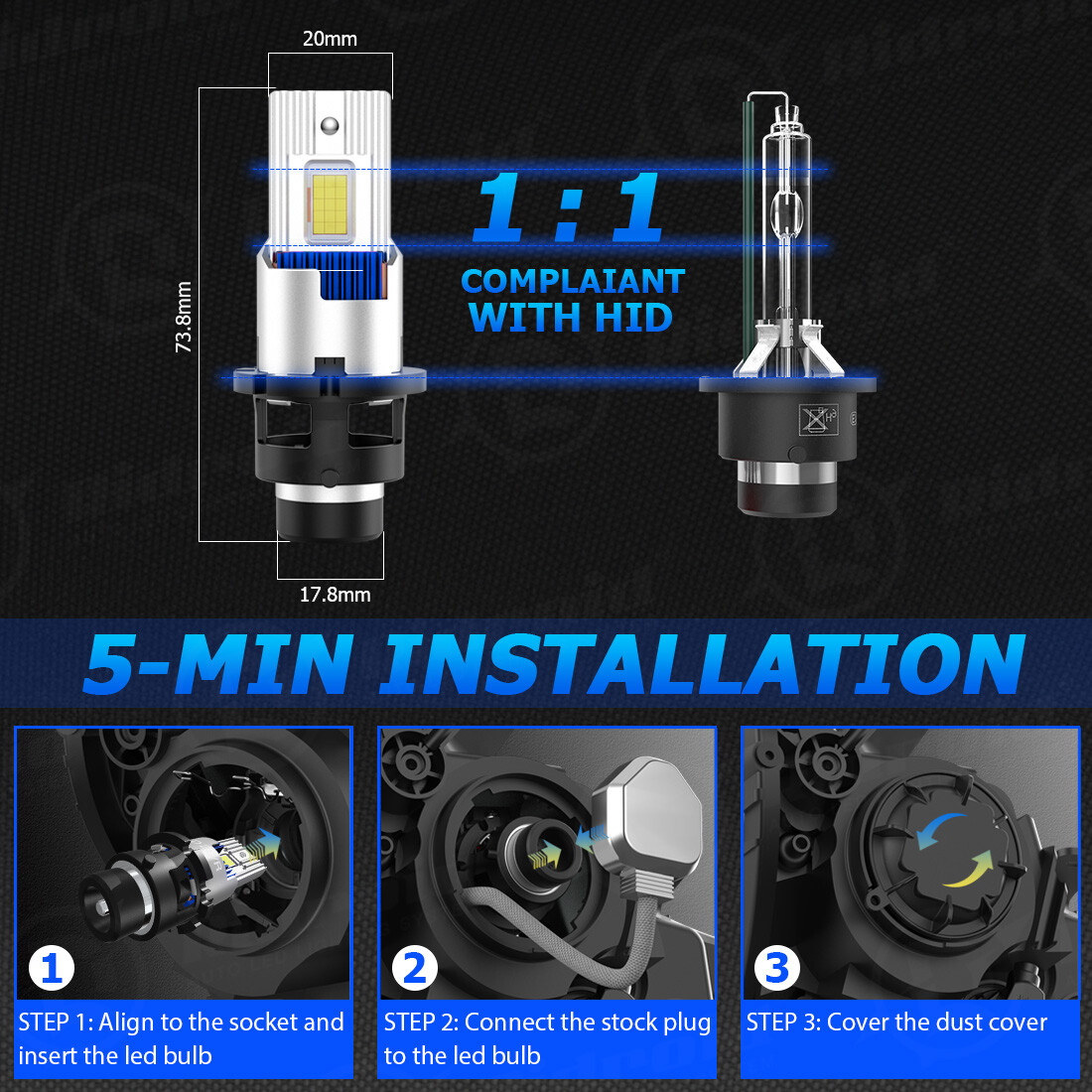 PAIR wirless D2S D2R D2C HID Xenon Bulbs Factory Headlight HID Replacement 6000K