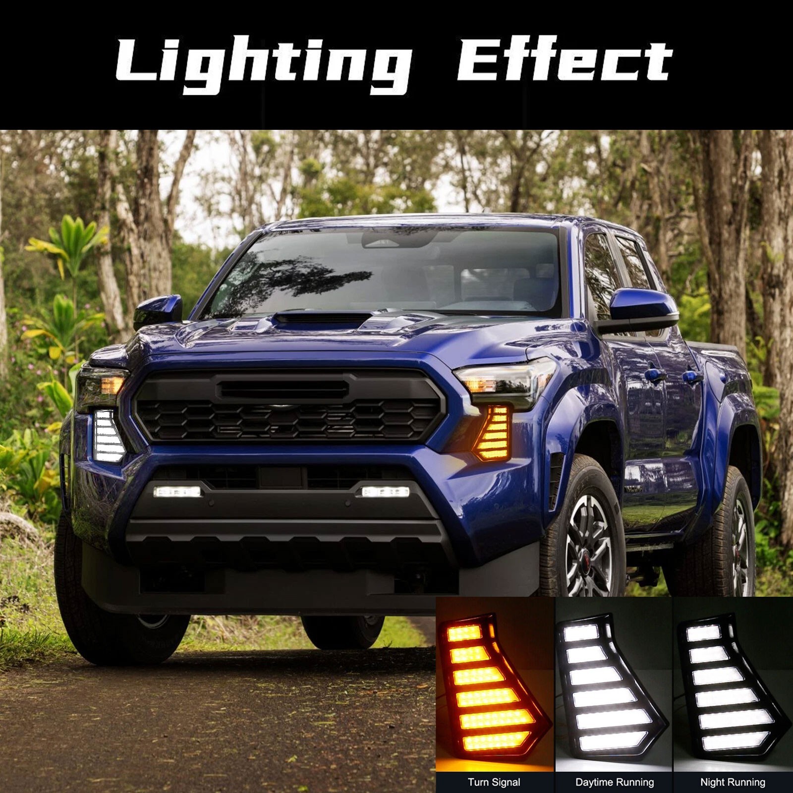LED DRL Daytime Running Light Fog Lamp Accessories For Toyota Tacoma 2024-2025dY