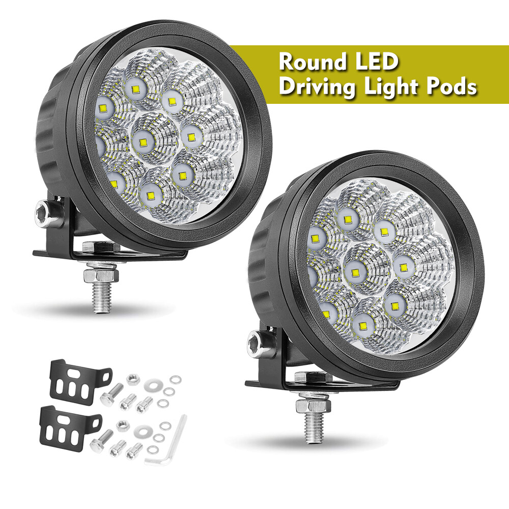 4x 4″ 90W Round LED OffRoad Driving Spot Lights Pods White & Yellow 4WD ATV 3.5″