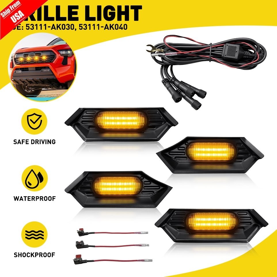 Grill Lights Amber for 24 25 Toyota Tacoma LED Light Bar TRD Sport Accessories