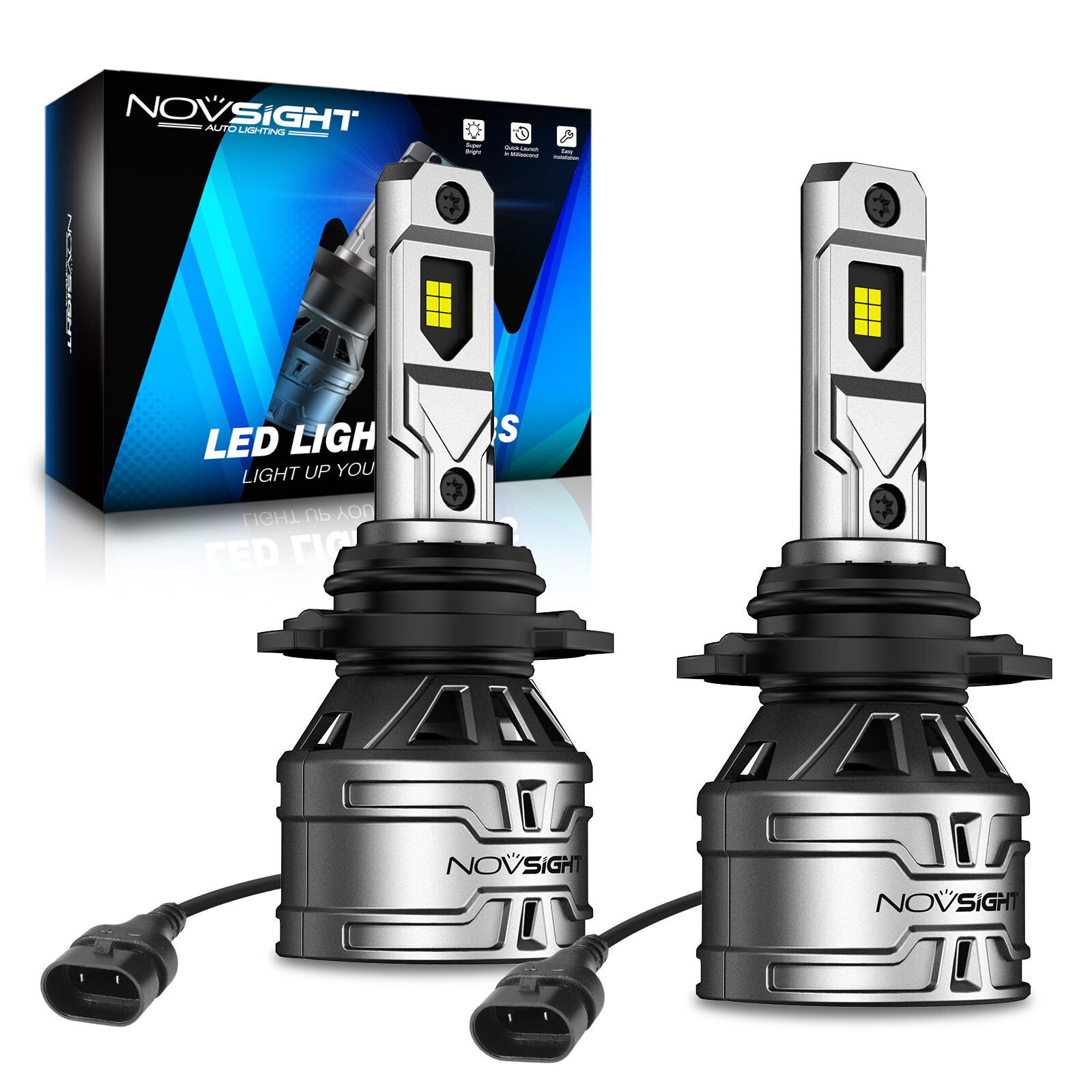 NOVSIGHT 4 PCS 9005 9006 Combo LED Headlight Bulbs High Low Beam IP68 Waterproof