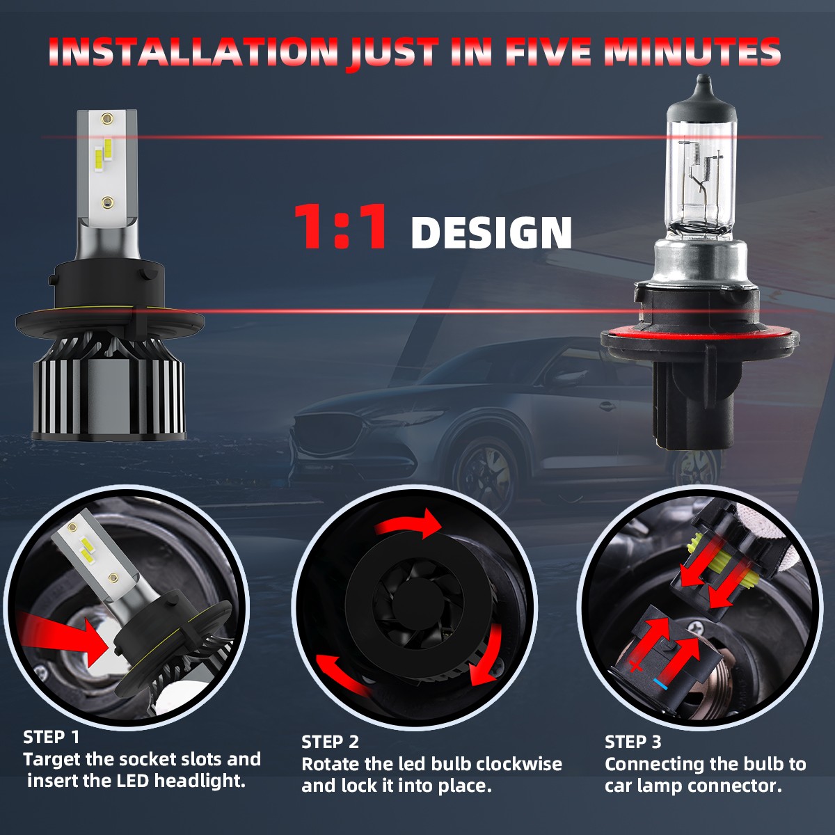 TTDBDAN 9008 For Dodge Durango 2004-2009 LED Headlight Bulbs Hi/Lo Beam 6500K