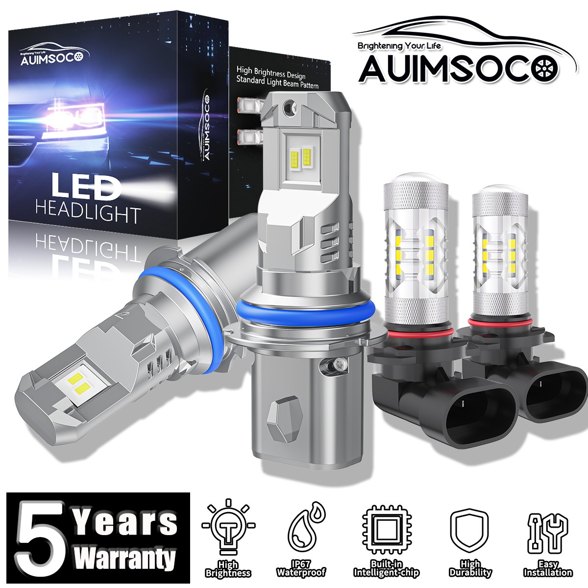 For Dodge Ram 3500 2003-2005 2/4-Door LED Headlight Bulbs High Low Fog Beam 100W