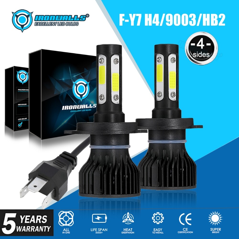 4 Sides H4 9003 HB2 LED Headlight Bulbs Kits Super Bright 3000000LM 6500K White