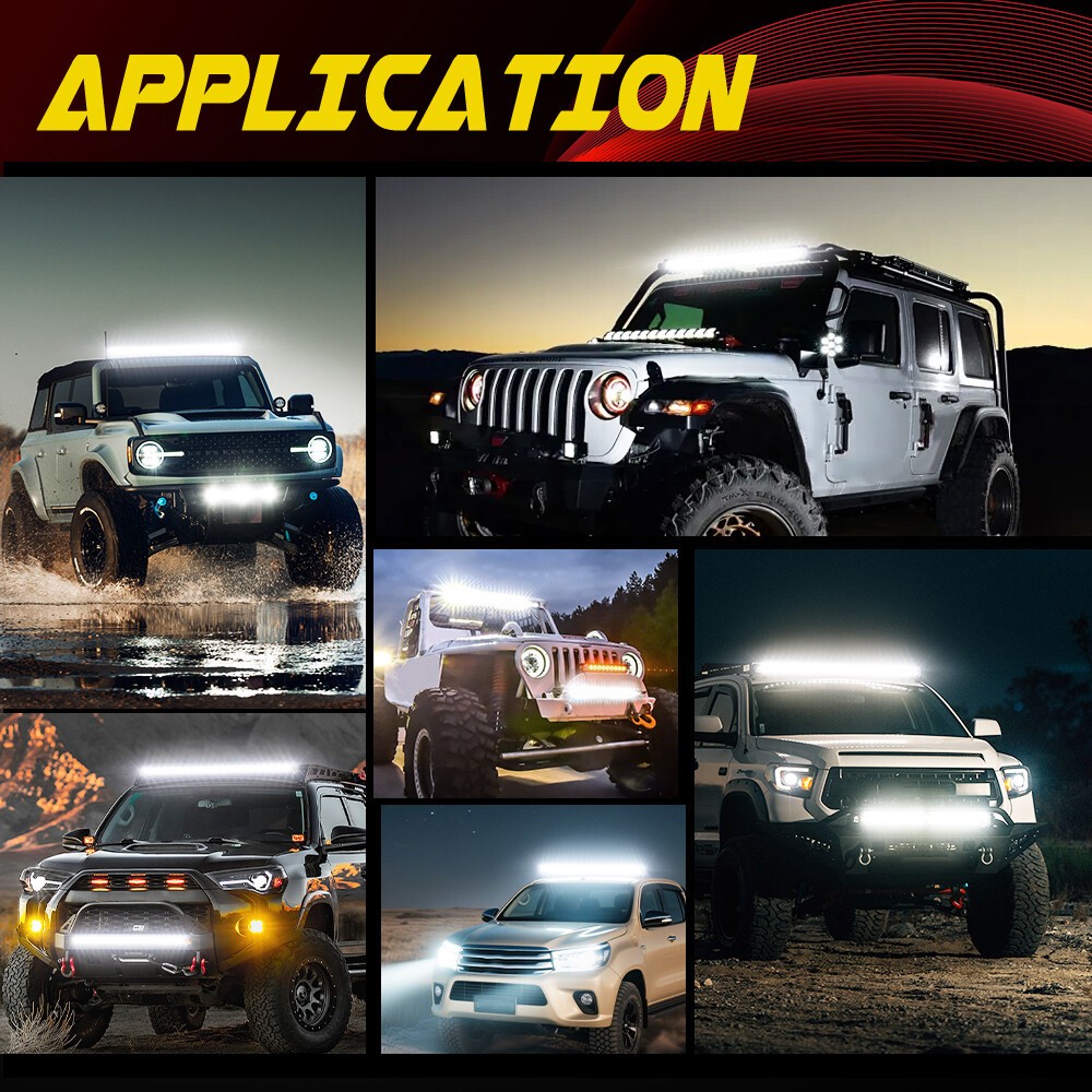 Dual Row 7″-52″ Slim LED Light Bar Spot Flood Combo Fog Offroad Car Trucks 4WD