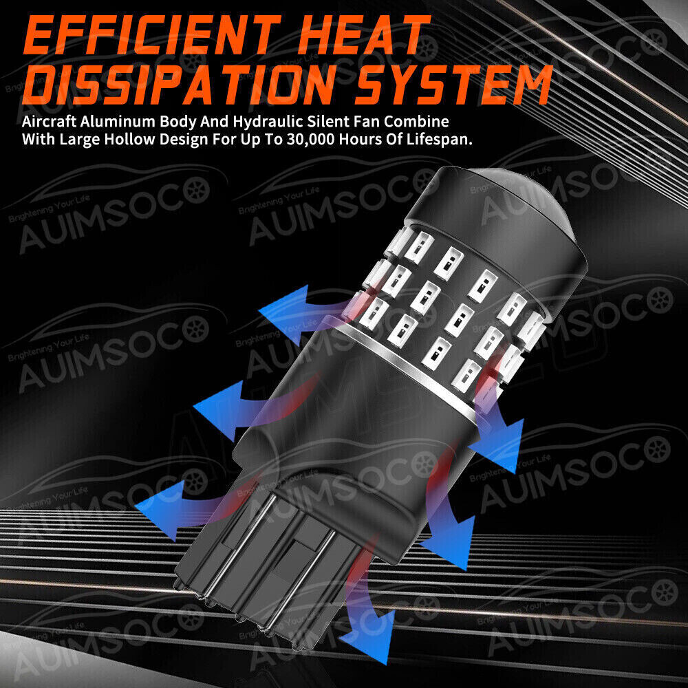 4X 7440 7443 Bulbs RED Anti Flash Brake Tail Stop Light LED Bulb For Honda