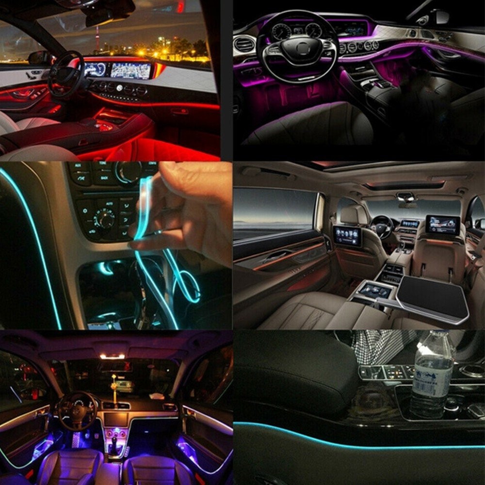 Interior Lamp APP RF Control LED Neon Light Trim Glow Optic Fiber Strip RGB EXC