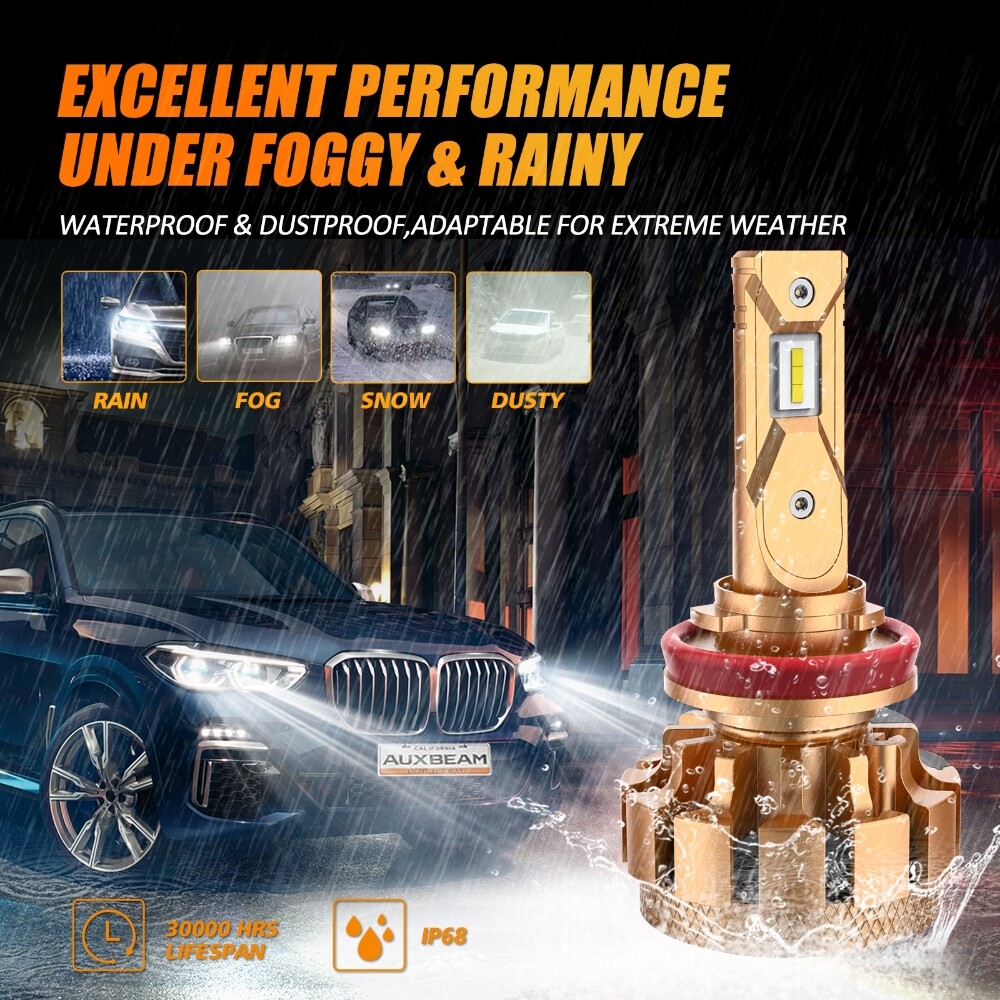 3 Pairs AUXBEAM 70W Canbus LED Headlights High Low + Fog Light Bulbs F16P Combo