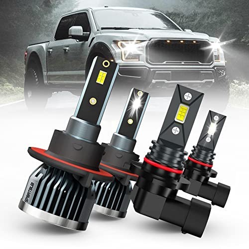 LED Headlight Bulbs 9008/H13 & 9145 Fog Lights for 2004-2014 Ford F-150, 4-Pack