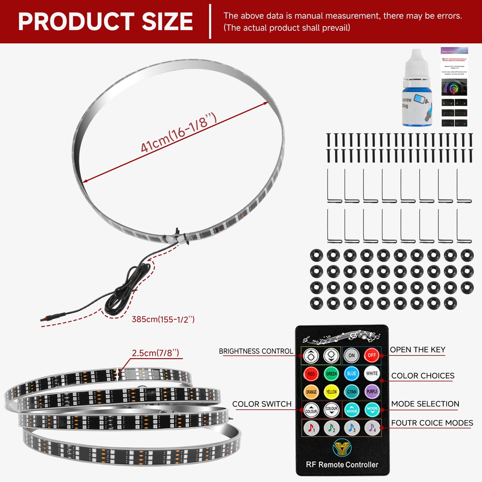 For Chevy Silverado 1500 2500 3500 15″ LED RGB Wheel Ring Rim Light Turn Signal